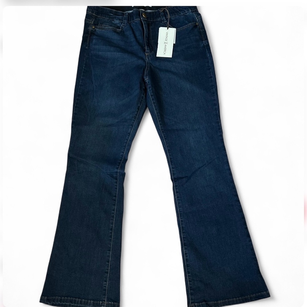 NWT Vintage America Bootcut Flare Jeans Dark Wash Size 14/32